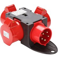 Swanew - Adapter Stromverteiler 3 x cee 400V/16A 5 Polig CEE-Steckdose IP44 Spritzwassergeschützt Mit Sicherheitsklappdeckeln Für Baustelle von SWANEW