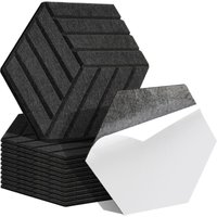 Swanew - Akustikplatten 12 stuks Hexagonal gestreift Schwarz selbstklebend Schallschutzplatten Hohe Dichte Wandpaneel von SWANEW