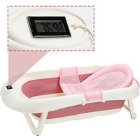 Baby Badewanne Reisebadewanne Babywanne Ergonomische Faltbare mit Thermometer - rosa - Swanew von SWANEW