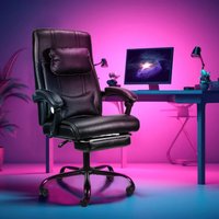 Swanew - Bürostuhl Drehstuhl Chefsessel Home-Office Gaming-Stuhl Schreibtischstuhl Drehstuhl Mit Kopfkissen & Lendenkissen einklappbaren Füßen und von SWANEW