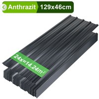 Dachpaneele 12/24/36 Stk 129x46cm, Verzinkter Stahl Trapezblech Profilblech Dachblech Wellblech - Anthrazit 14㎡ 24x - Swanew von SWANEW