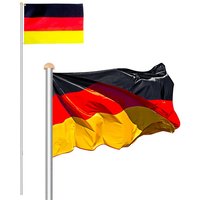 Swanew - Fahnenmast Alu 6,50m inkl Seilzug inkl Deutschlandfahne Flaggenmast Mast Bodenhülse Fahnen Flagge Fahnenstange von SWANEW