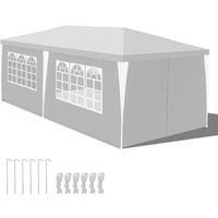 Garten Pavillon mit 4 Seitenteilen tragbares wasserdichtes Zelt mit Spiralschläuchen Partyzelt Weiß 3 x 6 m - Swanew von SWANEW