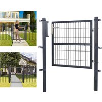 Gartentor aus verzinktem Stahl robust und langlebig mit Schloss und Schlüssel Tormaße: 120 x 100cm Maschenmaße: 50 x 200mm Grau - Swanew von SWANEW