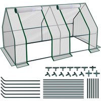 Gewächshaus 180x90x90cm Foliengewächshaus für draußen Treibhaus mit Reißverschluss und 2 Fenstern weiß - Swanew von SWANEW
