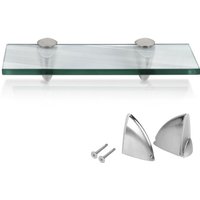 Swanew - Glasablage Klarglas Glänzend, aus rostfreiem Zinkdruckguss, Silber glänzend, Zinkdruckguss chrom, Glas Transparent 3010CM von SWANEW