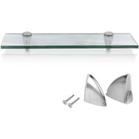 Swanew - Glasablage Klarglas Glänzend, aus rostfreiem Zinkdruckguss, Silber glänzend, Zinkdruckguss chrom, Glas Transparent 6010CM von SWANEW