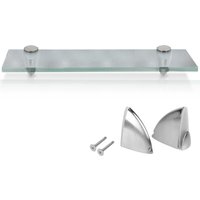 Swanew - Glasablage Milchglas Glänzend, aus rostfreiem Zinkdruckguss, Silber glänzend, Zinkdruckguss chrom, Glas satiniert 4010CM von SWANEW