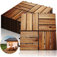 Holzfliesen Akazienholz Balkonfliesen Gartenfliesen Terrassenfliesen, 30x30cm, 1m², 12 Latten, Fliese Leicht verlegbar(11 Stück) - Braun - Swanew von SWANEW