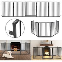 Swanew - Kaminschutzgitter Metall 300 x 76 cm klappbar Schutzgitter für Tiere 5 Elemente inkl. Tür Laufgitter Absperrgitter Tiergitter Türschutzgitter von SWANEW