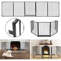 Swanew - Kaminschutzgitter Metall 300 x 76 cm klappbar Schutzgitter für Tiere 5 Elemente inkl. Tür Laufgitter Absperrgitter Tiergitter Türschutzgitter von SWANEW