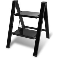 Swanew - Klappleiter Stehleiter Trittleiter Klapptritt Alu 2 Stufen Schwarz von SWANEW
