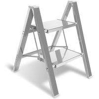 Swanew - Klappleiter Stehleiter Trittleiter Klapptritt Alu 2 Stufen Silber von SWANEW