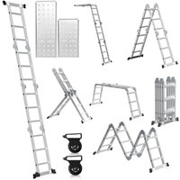Swanew - Multifunktionsleiter Aluminium,Mehrzweckleiter 360cm, 6 in 1 Klappleiter mit 2 Rollen und Plattform, 4 x 3 Silber-Klappbare Vielzweckleiter Swanew - Multifunktionsleiter Aluminium,Mehrzweckleiter 360cm, 6 in 1 Klappleiter mit 2 Rollen und Plattform, 4 x 3 Silber-Klappbare Vielzweckleiter von SWANEW