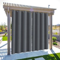 Swanew - Outdoor Vorhang 2er-Set 132 x 274cm Gardinen Outdoorvorhänge Blickdicht mit Ösen, Garten Patio Balkon Wasserdicht, Dunkelgrau von SWANEW