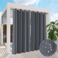 SWANEW Outdoor Vorhang Gardinen Verdunkelungsvorhang mit Ösen Blickdicht Garten Patio Balkon Dunkelgrau 132 x 244cm 1 Stück von SWANEW