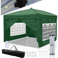 Pavillon Faltpavillon Partyzelt UV-Schutz höhenverstellbarer mit Tragetasche, für Outdoor Garten Camping 3x3m Grün mit Solar-LED-Licht mit von SWANEW