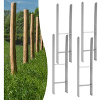 Pfostenanker Pfostenträger H-Pfostenanker Vierkantholzpfosten fuer Pfosten Pfahlbauten Wildtürme Zäune Pergola 4 Stück 121MM - Swanew von SWANEW