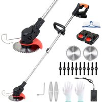 Rasentrimmer Elektro Freischneider mit 2x 21V 1.5,0Ah& Ladegerät Akku 18krpm Comfortcut Einstellbarer Winkel - Swanew von SWANEW