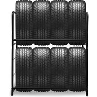Reifenregal Reifenständer Stahlkonstruktion in Zwei Schichten 107x46x117cm für 8 Reifen Werkstattregal Garagenregal Lagerregale Felgenbaum von SWANEW
