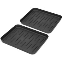 Swanew - Schuhabtropfschale 2er Set, Schuhwanne aus Kunststoff mit erhöhtem Rand, Abtropfschale Schwarz, für Schuhe, Blumentöpfe, Fressnapf von SWANEW
