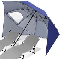 Sonnenschirm Sonnenschutz UV-Schutz upf 50+ 210cm aus Stahl mit Kippfunktion Strandschirm Balkonschirm Gartenschirm von SWANEW