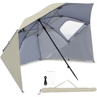 Swanew - Strandschirm Sonnenschirm 210cm uv Schutz 50+ Neigbar mit Erdspieß Tragetasche Wasserabweisend Strand Garten Balkonschirm Gartenschirm Beige von SWANEW
