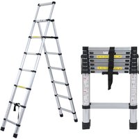 Teleskopleiter Ausziehleiter Klappleiter Stabil Aluminium Stehleiter bis 150kg 2.0m+2.3m - Swanew von SWANEW