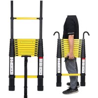 Swanew - Teleskopleiter Mit Haken Aluminium Stehleiter schwarz+gelb 3.2m von SWANEW