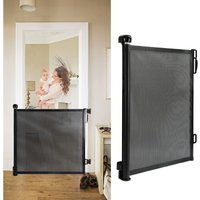 Swanew - Treppenschutzgitter Ausziehbar Türschutzgitter Absperrgitter Roll, ausziehen 0-180 cm für Kinder & Haustiere, Schwarz von SWANEW