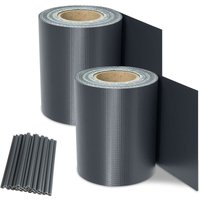 Pvc Sichtschutzfolie Sichtschutzstreifen 35m x 19cm, Blickdicht Sichtschutz für Doppelstabmatten, Anthrazit 450g/m² - 2er - Swanew Pvc Sichtschutzfolie Sichtschutzstreifen 35m x 19cm, Blickdicht Sichtschutz für Doppelstabmatten, Anthrazit 450g/m² - 2er - Swanew von SWANEW