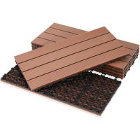 Swanew - wpc Fliesen Terrassenfliesen 24 Stück = 4m² Terrassendielen Holz-Optik 60x30cm, Fliese Bodenfliese Klickfliese Braun von SWANEW