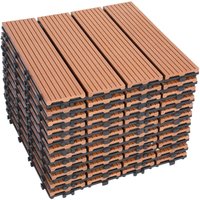 Swanew - wpc Terrassenfliesen 55er Holzfliesen Kunststoff Spar Set für 5m² 30x30cm Garten Klickfliese Bodenbelag mit Drainage Balkonfliesen von SWANEW