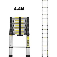 Teleskopleiter Ausziehleiter Klappleiter Stabil Aluminium Stehleiter bis 150kg 4,4m Silber ohne haken von SWANEW