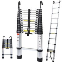 Swanew - Teleskopleiter Mit Haken Aluminium Stehleiter Silber 4.4m von SWANEW