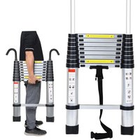 Teleskopleiter Mit Haken Aluminium Stehleiter Silber Klappleiter 2.6m - Swanew Teleskopleiter Mit Haken Aluminium Stehleiter Silber Klappleiter 2.6m - Swanew von SWANEW