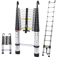 Swanew - Teleskopleiter Mit Haken Aluminium Stehleiter Silber Klappleiter 4.4m von SWANEW