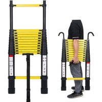 Swanew - Teleskopleiter Mit Haken Aluminium Stehleiter schwarz+gelb 3.8m von SWANEW