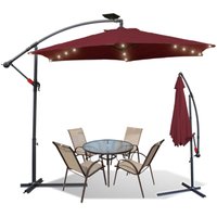 TolleTour 3m Sonnenschirm mit led Gartenschirm Wasserabweisend Terrassenschirm UV30+ mit Handkurbel balkon Marktschirm, Rot von SWANEW