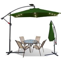 TolleTour Sonnenschirm mit led 300 cm Grün – mit Kurbel & Ständer – UV-Schutz wasserabweisend knickbar – Strandschirm Marktschirm von SWANEW