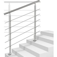 Swanew - Treppengeländer Edelstahl 80-180cm Geländer Innen und Außen Handlauf Brüstung Balkon mit Kugelring Neigung - l. 180cm 5 Querstreben von SWANEW