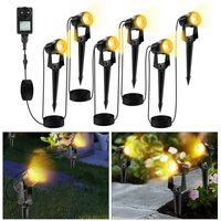 Vingo led Gartenstrahler mit Erdspieß 6er Set, Gartenleuchte Gartenbeleuchtung mit Stecker Wasserdicht IP65 Warmweiß von SWANEW