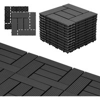 Swanew - wpc Holzfliesen 11 x Terrassenfliesen á 30 x 30 x 2.2 cm, Anthrazit, 1m² wpc Klickfliesen, Balkonfliesen wetterfest von SWANEW