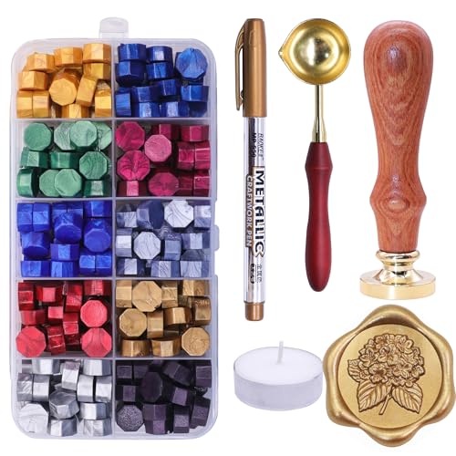 SWANGSA 3D-Hortensien-Wachssiegel-Stempel-Set mit 200 Siegelwachsperlen, ideal für die Verzierung von Hochzeitseinladungen, Weinpaketen, Geschenkpapier SWANGSA 3D-Hortensien-Wachssiegel-Stempel-Set mit 200 Siegelwachsperlen, ideal für die Verzierung von Hochzeitseinladungen, Weinpaketen, Geschenkpapier von SWANGSA