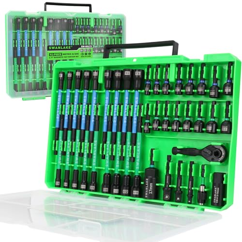 41-teiliges Magnet-Steckschlüssel-Set für Schlagbohrmaschine metrisch & SAE, Schlag-Steckschlüsseladapter, 2-in-1-Ratschengriff, Flügelmutter-Treiber, Universal-Stecknuss, 1/4 Zoll 41-teiliges Magnet-Steckschlüssel-Set für Schlagbohrmaschine metrisch & SAE, Schlag-Steckschlüsseladapter, 2-in-1-Ratschengriff, Flügelmutter-Treiber, Universal-Stecknuss, 1/4 Zoll von SWANLAKE GARDEN TOOLS