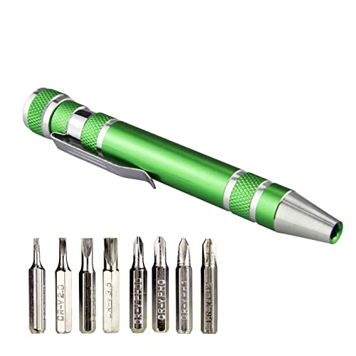 SWATOM 8 in 1 Mini Schraubendreher Set Kleine Schraubendreher Stift Magnetische Reparatur Werkzeuge EDC Compact Gadgets Computer Brillen Home Improvement (Grün) von SWATOM