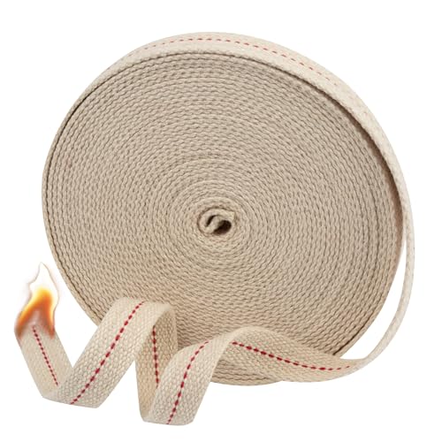 Swatom Öllampendochte Öllaterne Kerosin flache Baumwolle 1,9 cm Docht Ersatz für Paraffin-Öllampen mit echtem roten Stich 90 m Rolle Swatom Öllampendochte Öllaterne Kerosin flache Baumwolle 1,9 cm Docht Ersatz für Paraffin-Öllampen mit echtem roten Stich 90 m Rolle von SWATOM