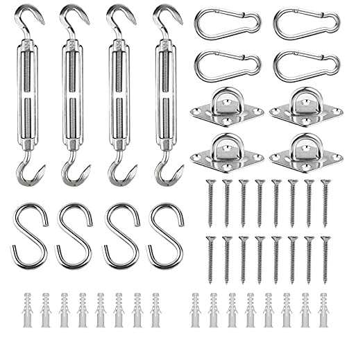 48 Pcs Sonnensegel Befestigung, SWAWIS Befestigungsset Sonnensegel Zubehör Heavy Duty Edelstahl Spanner Karabiner für Viereckigen Dreieckigen Sonnensegeln Rostfreier von SWAWIS