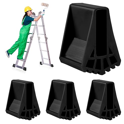 Leiterfüße 4 Stück, SWAWIS Leiter Rutschfeste PVC Leiterfüße, 16 * 63 * 55mm Leiterfußabdeckung, Leiter Schutzpolster für Teleskopleitern Fischgrätleitern, Groß(Schwarz) von SWAWIS