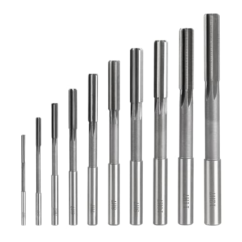 SWAWIS 10 Stück H7 Gerader Schaft HSS Reibahle Set, 3-12mm Maschinenreibahle für Holz- & Metallbearbeitung zur Verbesserung der Genauigkeit bei der Bohrungsbearbeitung von SWAWIS